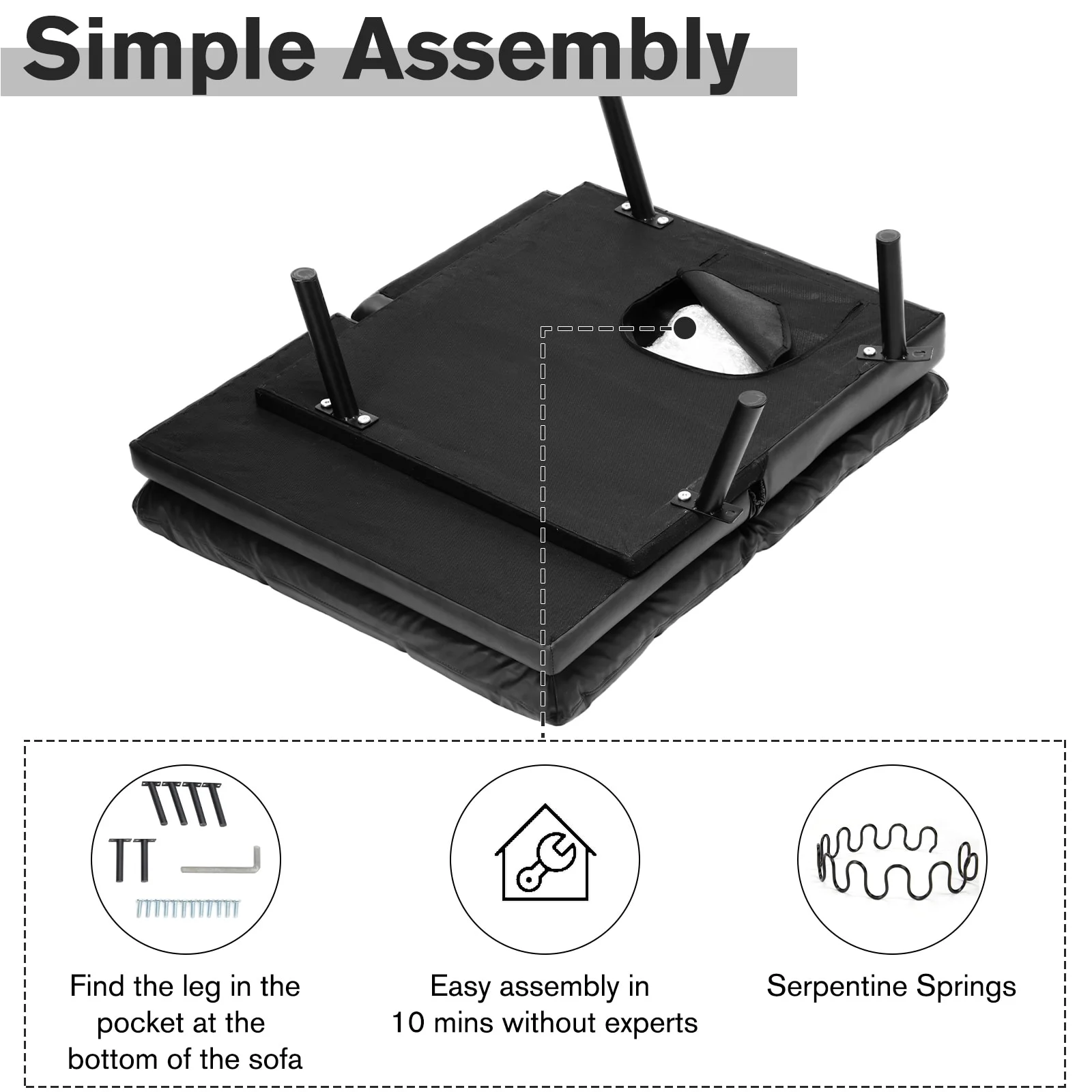 Multi-Functional Futon Loveseat Sofa Convertible Sleeper Loveseat, Living Room Lounge Chair Sofa Bed with Split Backrest