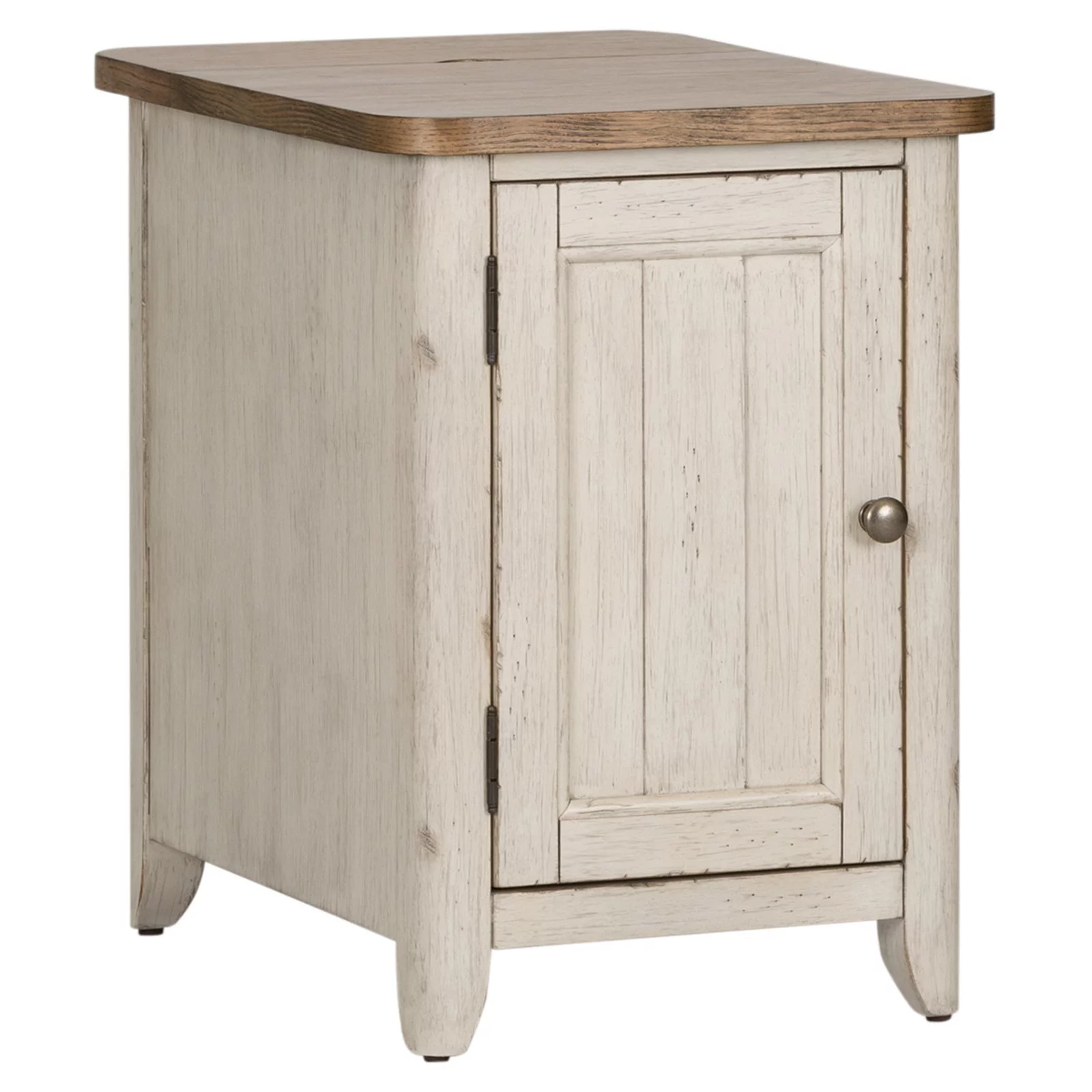 Farmhouse Reimagined White Door Chair Side Table w/ Charging Station