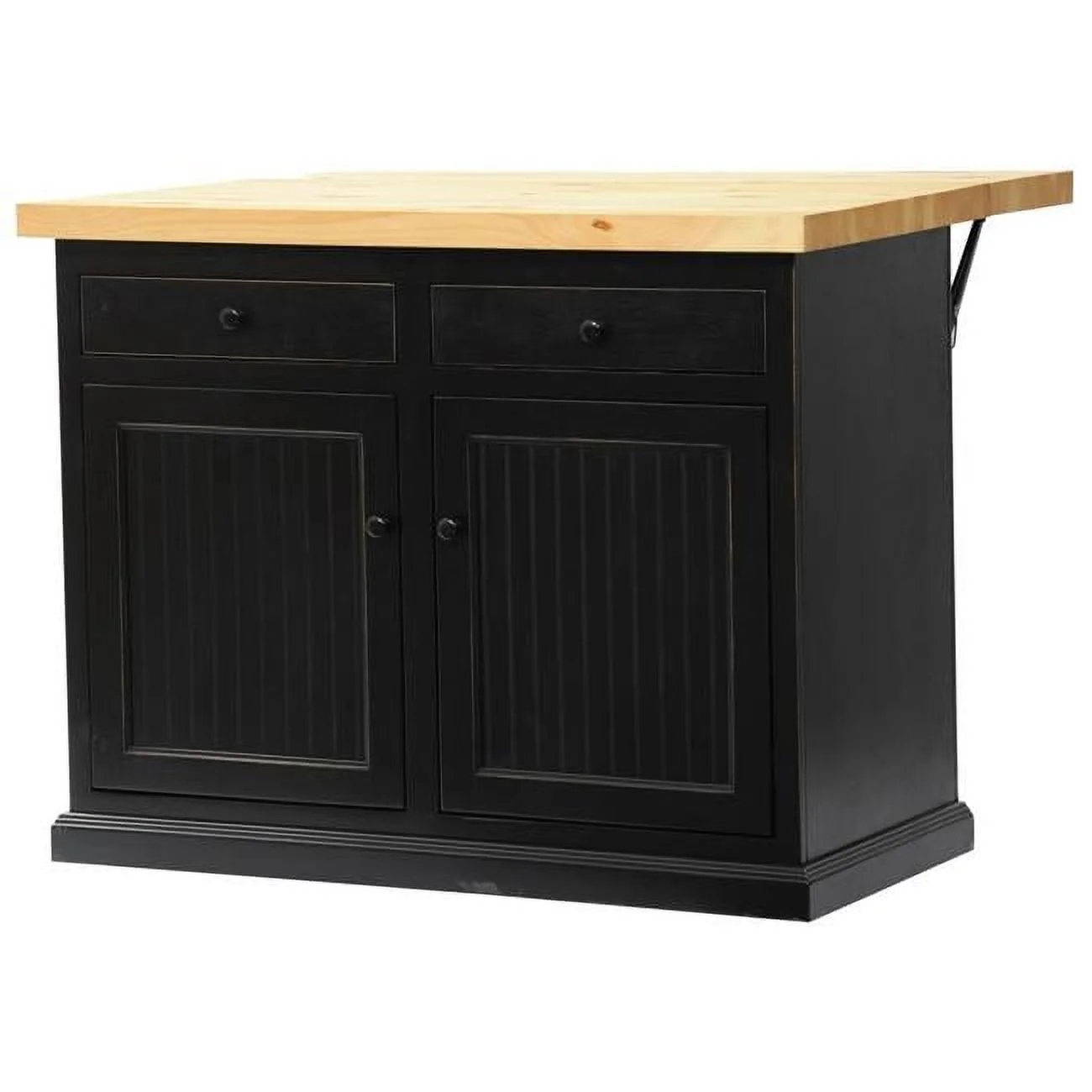 Poplar Kitchen Island with Flip-Up Pine Top, Bright White
