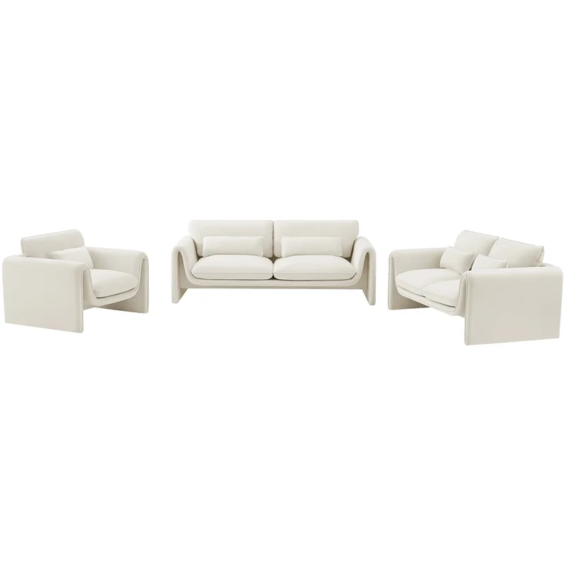 Meridian Furniture Sloan Cream Velvet Fabric Loveseat