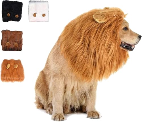 Realistic Lion Dog Wig - Adjustable Mane Costume for Medium Dogs - Funny Halloween Dress-Up Accessory for Pets - Perfect for Parties & Costumes