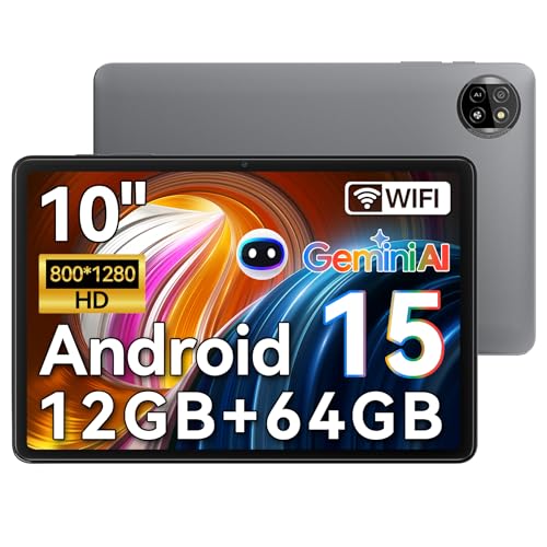 Blackview Tablet 10 inch Android 15,2025 AI Tablet, 4GB RAM 64GB ROM 1TB Expandable, Quad-Core, Widevine L1, 1280x800 IPS Touchscreen, 5G WiFi, BT 5.0, Dual Camera, 6600mAh (Blue)