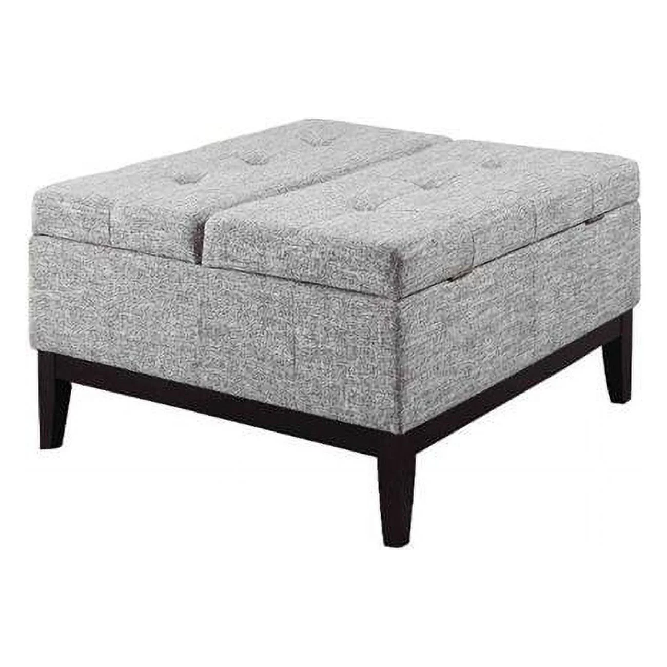 Fabric Upholstered Tufted Square Storage Coffee Table - Black & Gray - 18 x 35.5 x 35.5 in.