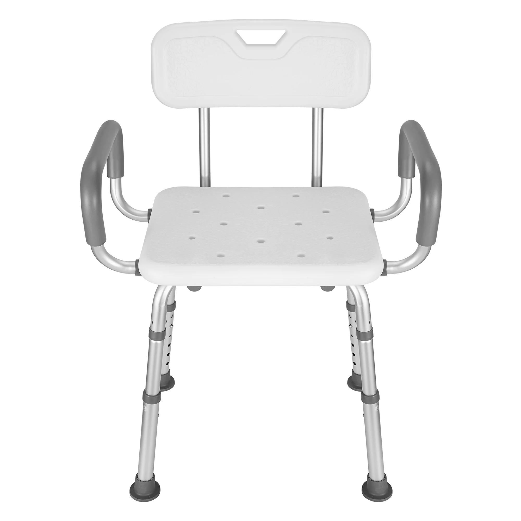 MaxKare Shower Chair with Back and Padded Armrests, 6 Levels Adjustable Height 26.8