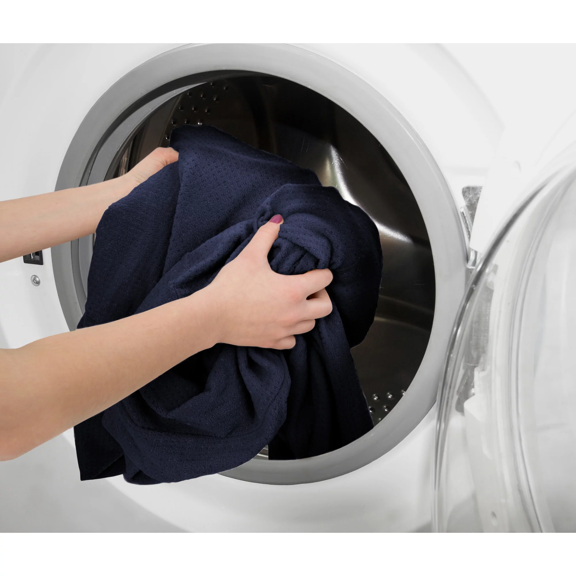 Mainstays Pixel Stretch Fabric Sofa Slipcover, Navy Blue, 1 Piece