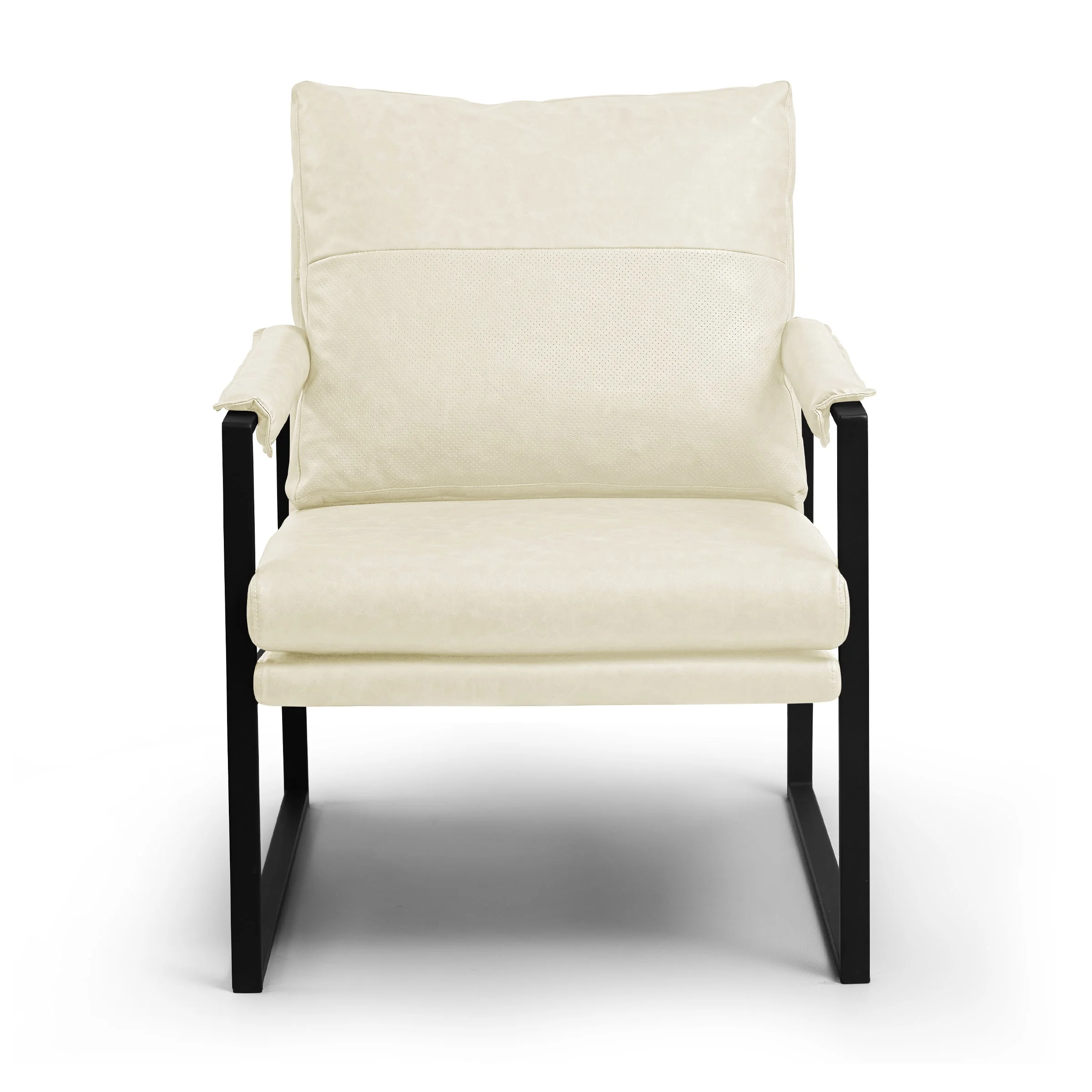 Subrtex Metal Frame Accent Chair Faux Leather (1 Pack, White)