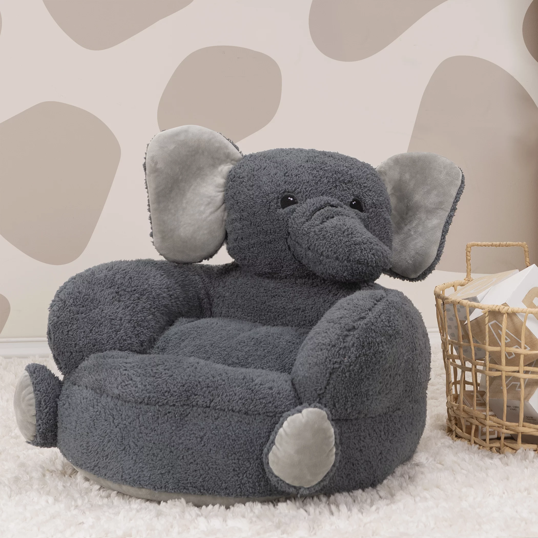 Trend Lab Toddler Plush Gray Elephant Lounge Character Chair