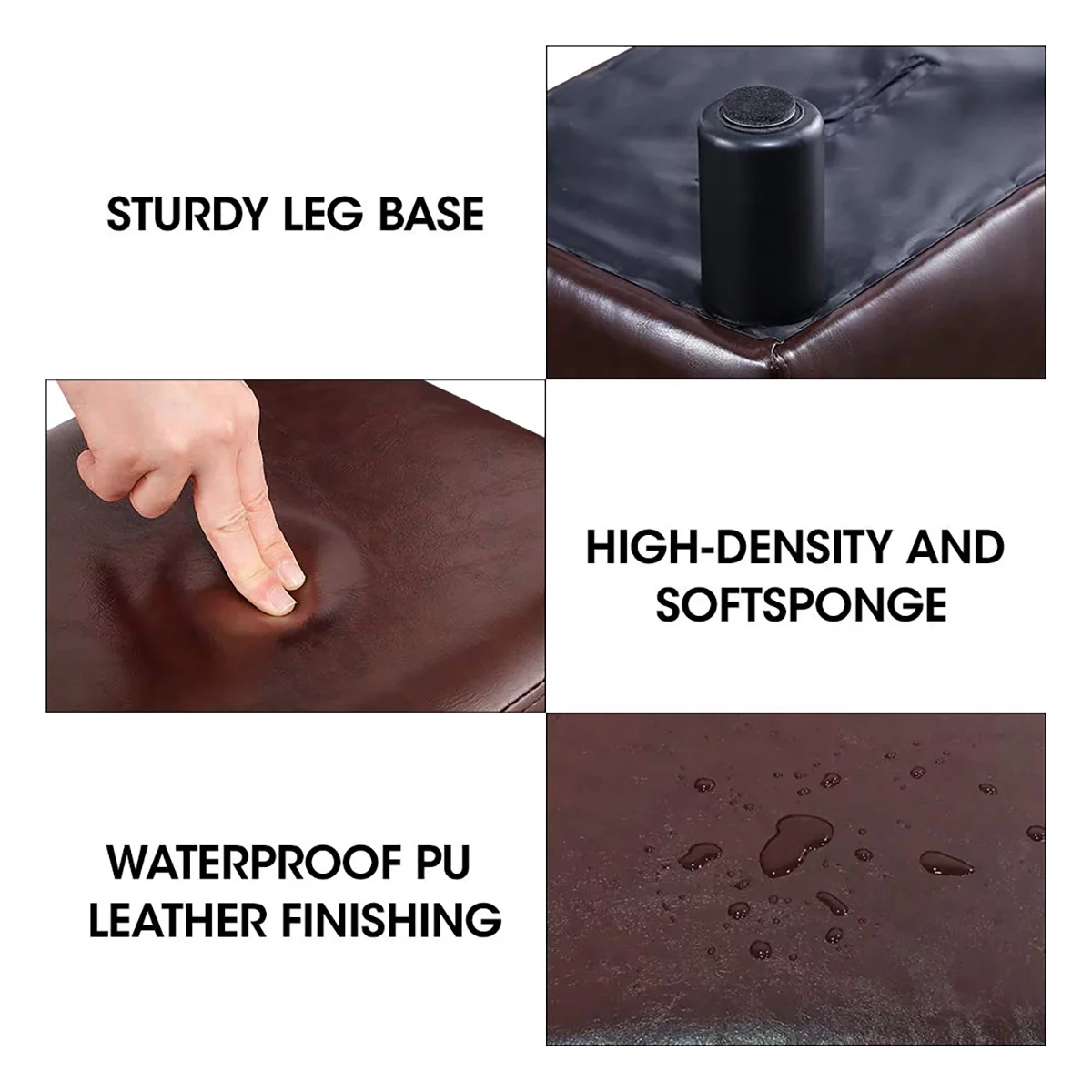 Modern Small Faux PU Leather Footstool Ottoman Footrest Stool Seat Chair Foot Stool,Brown