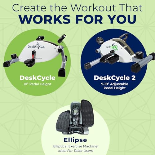 DeskCycle Ellipse Leg Exerciser - Under Desk Elliptical Machine and Foot Pedal Exerciser - Leg Exerciser While Sitting - Compact Under Desk Exercise Equipment
