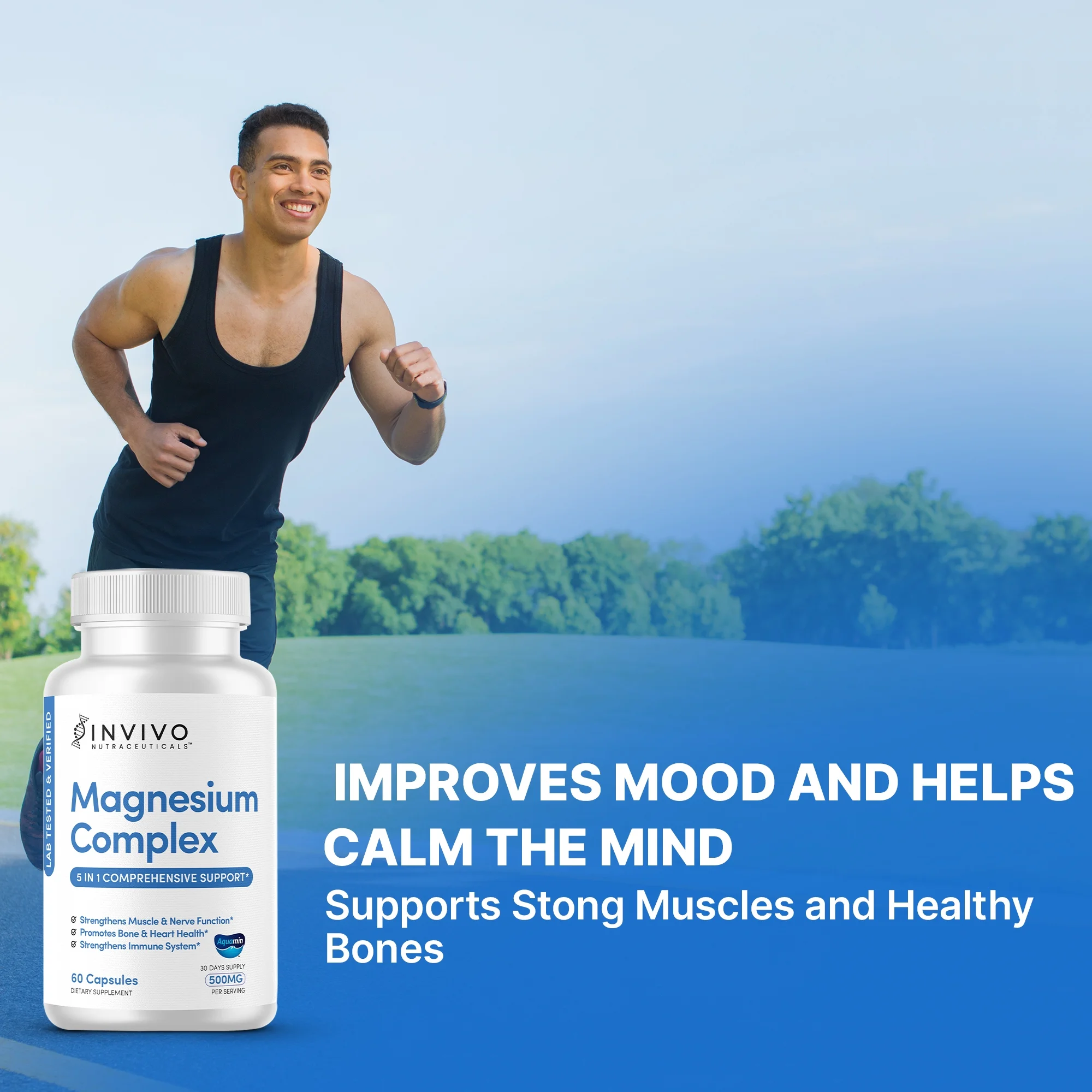 INVIVO Nutraceuticals Magnesium Complex Citrate Hydroxide Malate Oxide & 500 mg 60 Capsules