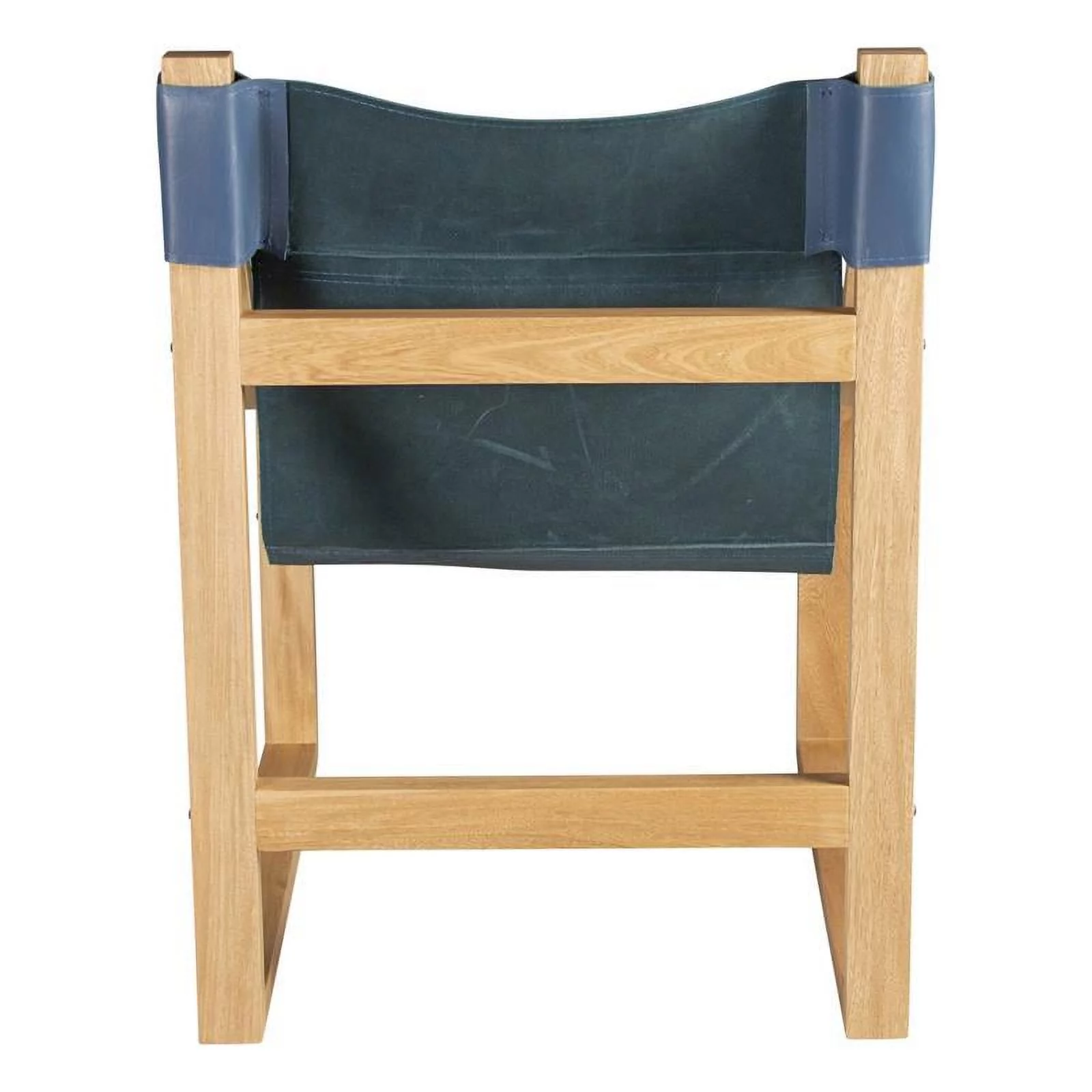 Bowery Hill Cobalt Blue Top Grain Leather and Solid Wood Sling Chair