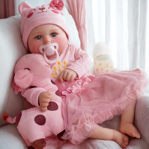 JIZHI Lifelike Reborn Baby Dolls - 20-Inch Cute Realistic Newborn Baby Doll Soft Cloth Body Real Life Baby Dolls Girl with Gift Box for Kids Age 3+ & Collection