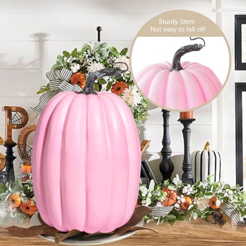 Artmag 8 Inch Large Artificial Pumpkins, 2PCS Big Orange Faux Foam Harvest Pumpkins for Fall Autumn Thanksgiving Seasonal Holiday Decor