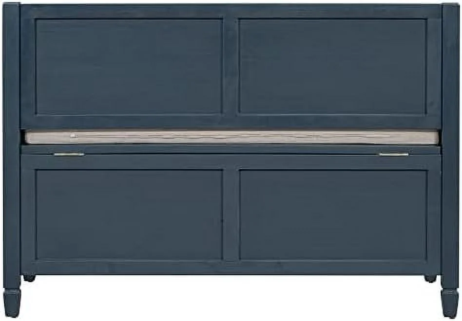 HJZUINIUNIU Rustic Entry  Bench with Hidden Compartments and Removable Cushion  Wooden Entryway Hallway Foyer Shoe Bench Bedroom End of Bed Bench  250lbs Weight Capacity (Antique Navy)