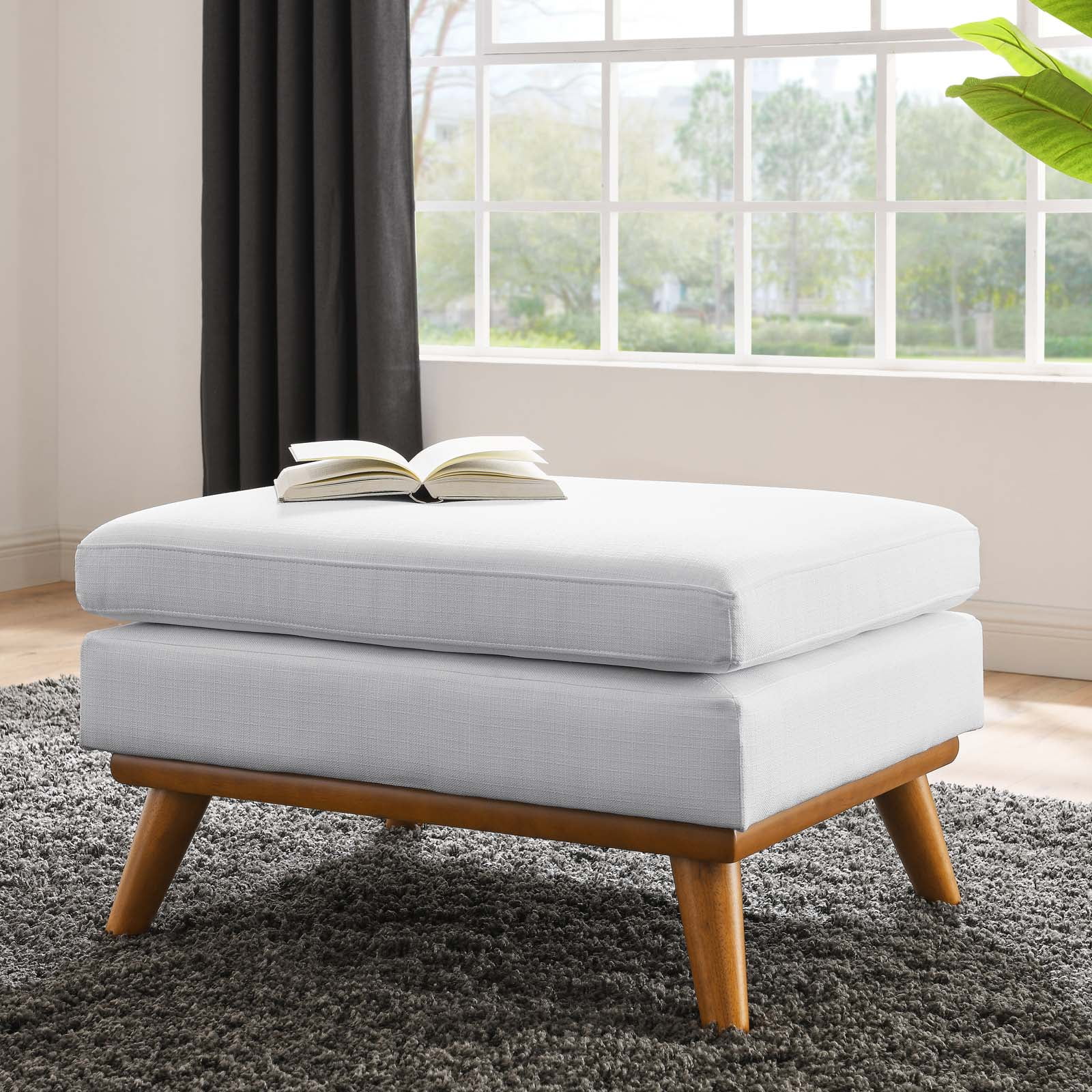 Accent Chair Ottoman, Fabric, White, Modern Contemporary Urban Design, Living Lounge Room Hotel Lobby Hospitality