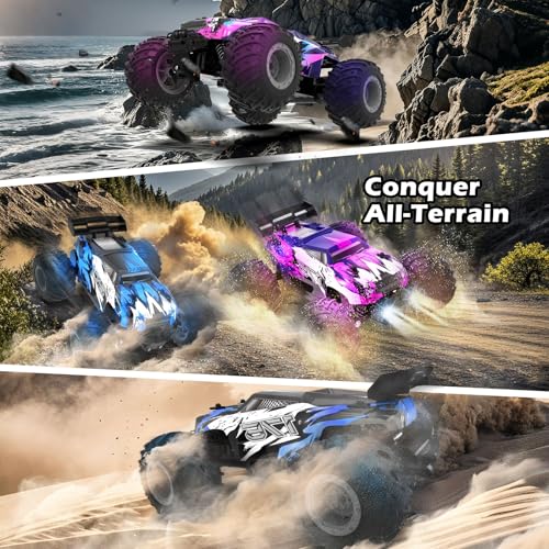 Sjpzwcrl Rechargeable Remote Control Car Toys: - Hand Controlled Monster Truck for Boy Electric Rock Crawler Toys with Colorful RC Car Body Lights and Headlights Birthday Gift for Kids