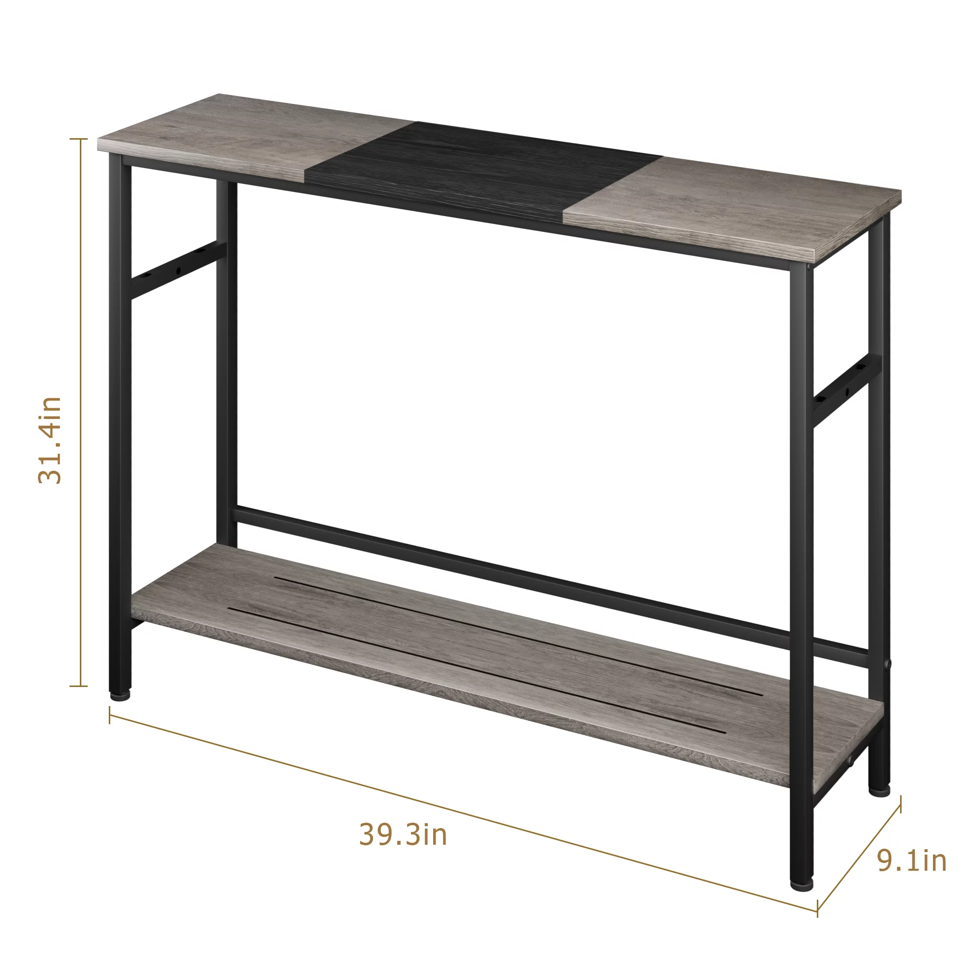 HOSSLLY Console Table, 2-tier Small Narrow Entryway Table with Storage Shelf, 39.3