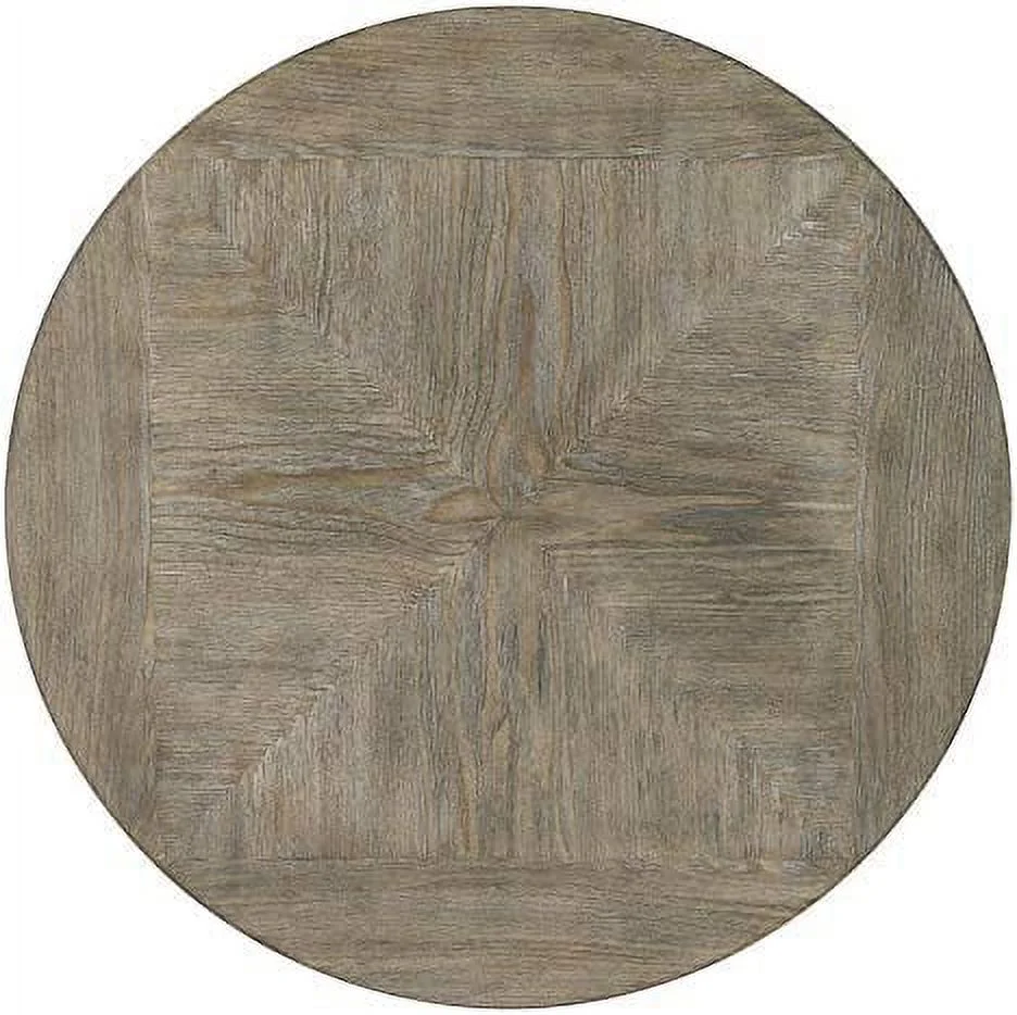 Linon Metal And Wood Round Side Accent Table In Pewter