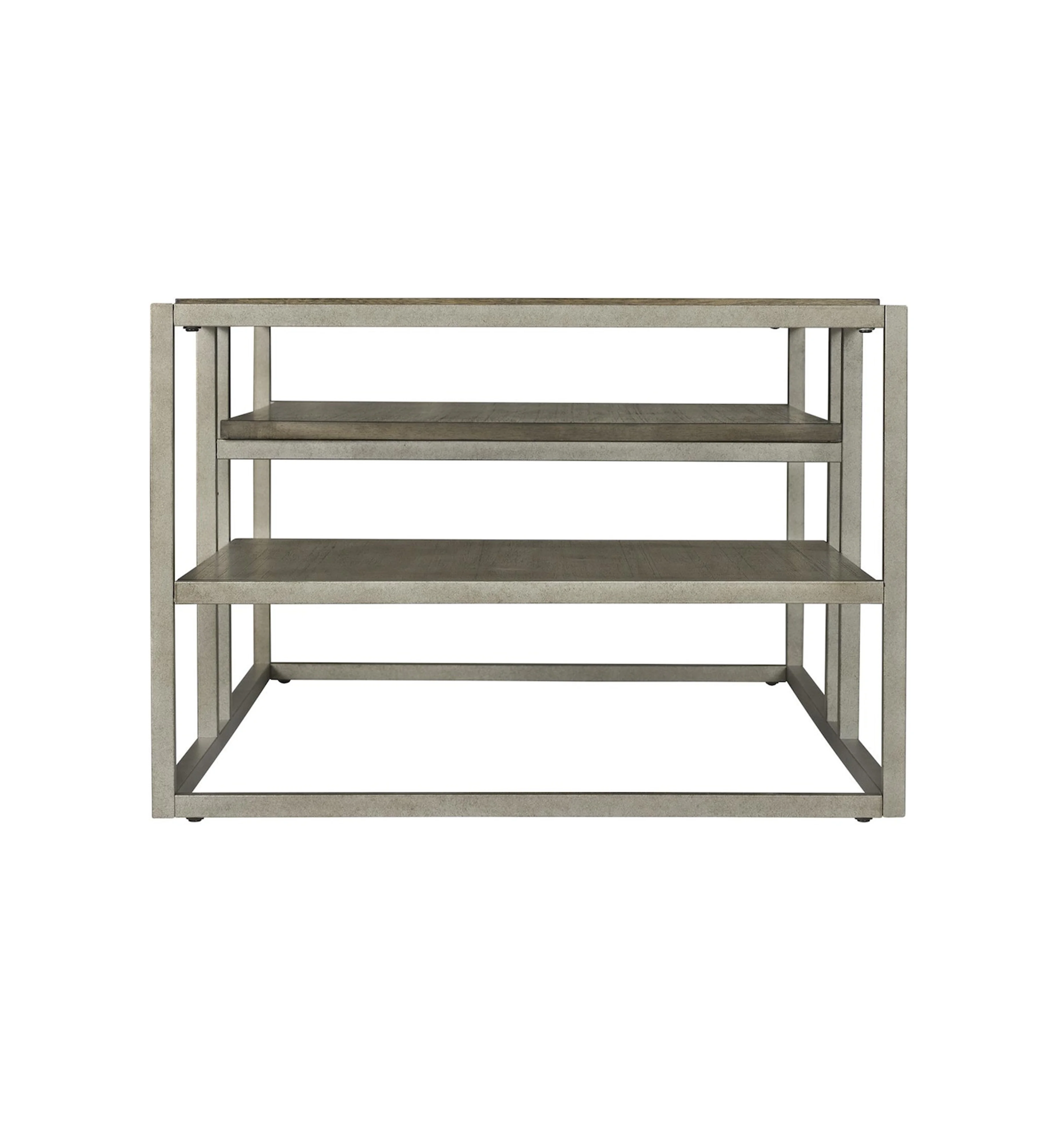 Roundhill Furniture Wood/Metal Padena Coffee Table with Shelf in Graphite Gray