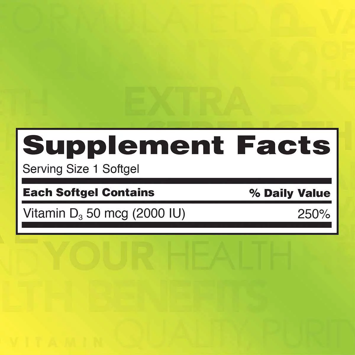 Kirkland Signature Extra Strength Vitamin D3 2000 I.U. 1200 Softgels, Bottle