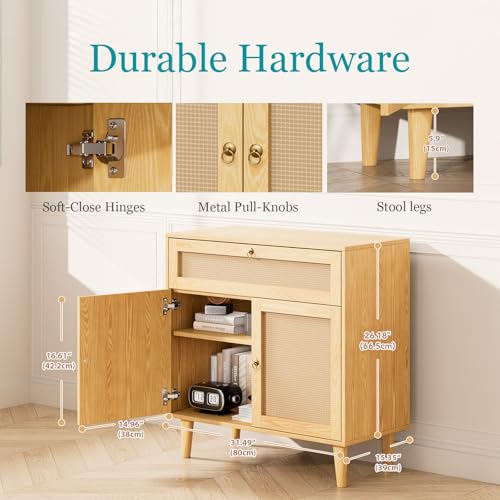 Kitchen Island with Storage, Rolling Kitchen Cart with 3 Drawers Kitchen Storage Cabinet on Wheels with Inner Adjustable Shelves for Dining Room/Living Room Thicker,39.37