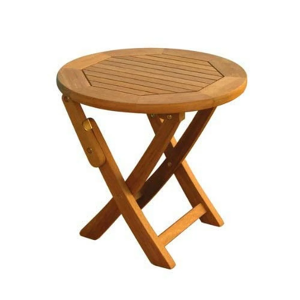 International Caravan Royal Tahiti Round Wood Folding Table