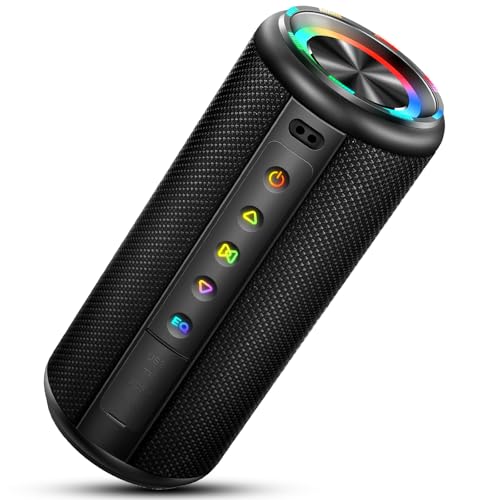 Portable Bluetooth Speaker, Bluetooth 5.4 Wireless Speaker with 20W HD Loud Stereo Sound, 15H Playtime, IP7 Waterproof, LED Lights, TWS Pairing, Built-in Mic, for Outdoor, Home, Party, Beach, Gift