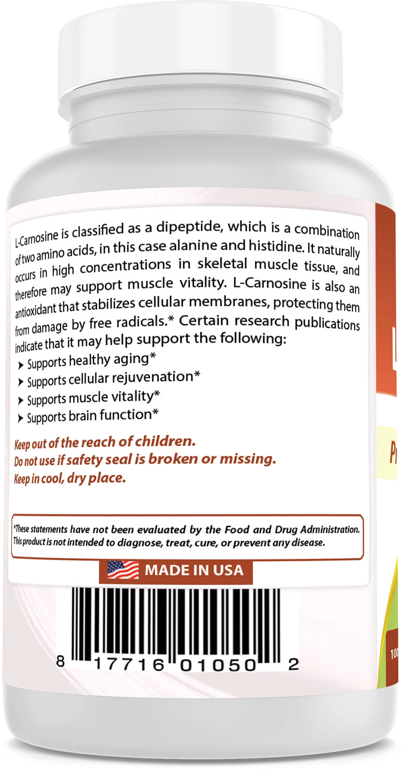 2 Pack Best Naturals L-Carnosine 500 mg 100 Vegetarian Capsules