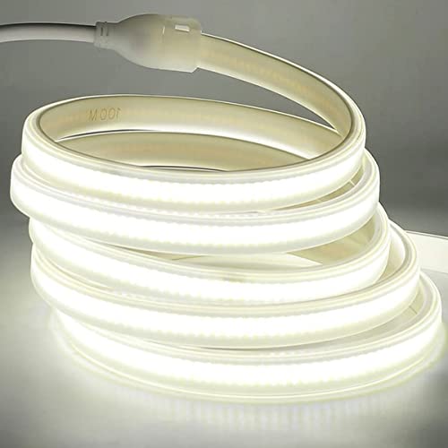 SUYOOULIN LED Strip Lights, 30ft/9m AC110-130V High Density 2592 LEDs COB Light Strip, 26000LM Super Bright Dimmable Waterproof LED Rope Light (Cool White 6500K)