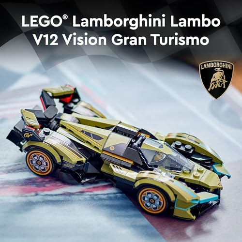 LEGO Speed Champions Lamborghini Lambo V12 Vision GT Super Car, Formula 1 Vehicle Toy, Driving Playset, Buildable Model Set for Kids, Lamborghini Car, Gift for Kids and Gaming Fans, F1 Toy Car, 76923