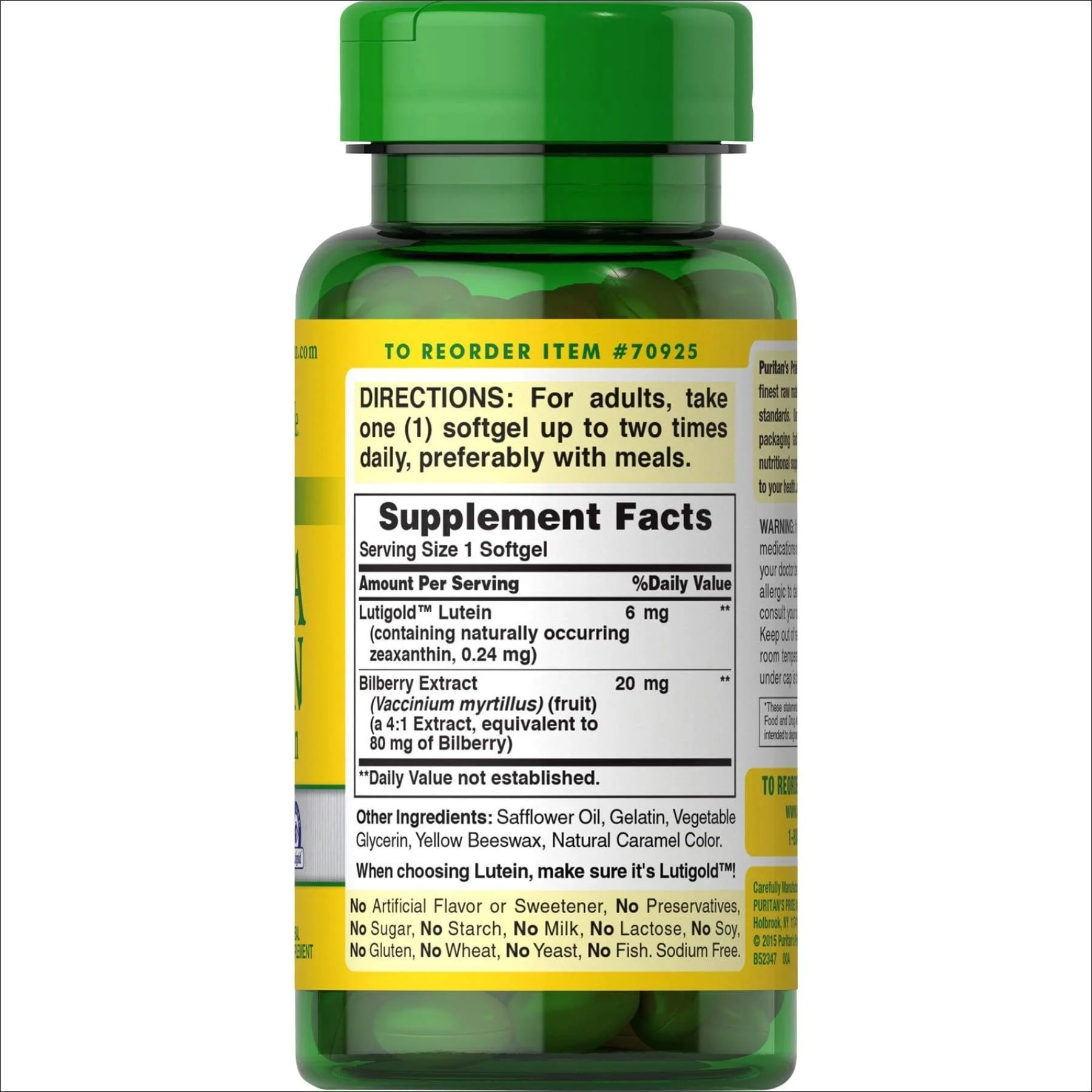 Puritan's Pride Herbavision with Lutein and Bilberry-240 Softgels