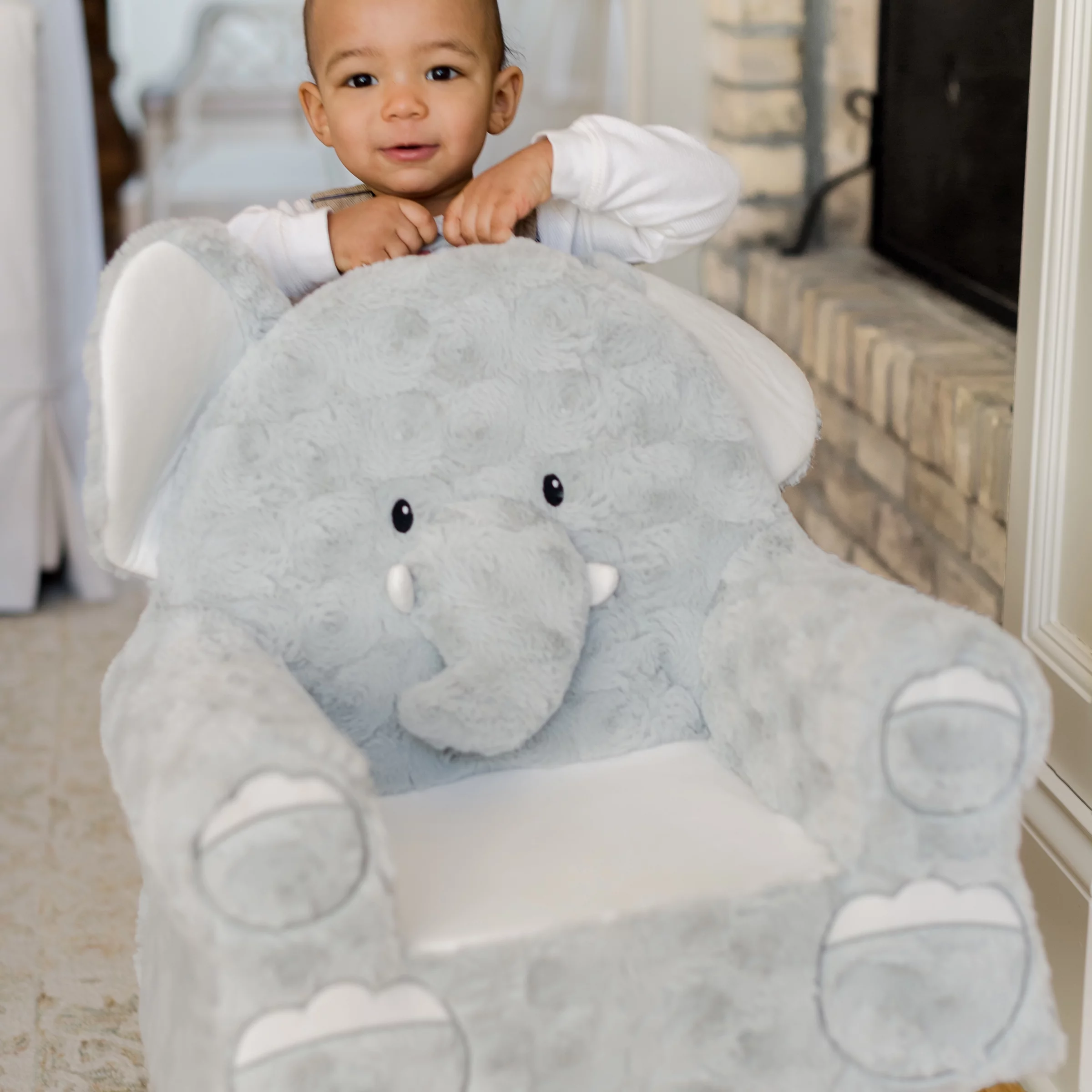 Soft Landing Sweet Seats, Premium and Comfy Toddler Lounge Chair with Carrying Handle & Side Pockets –Polyester, Elephant