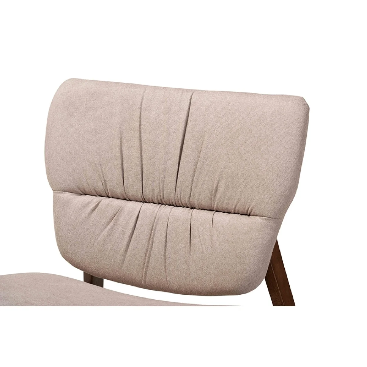 Baxton Studio Benito Mid-Century Modern Transitional Beige Fabric Upholstered and Walnut Brown Finished Wood Accent