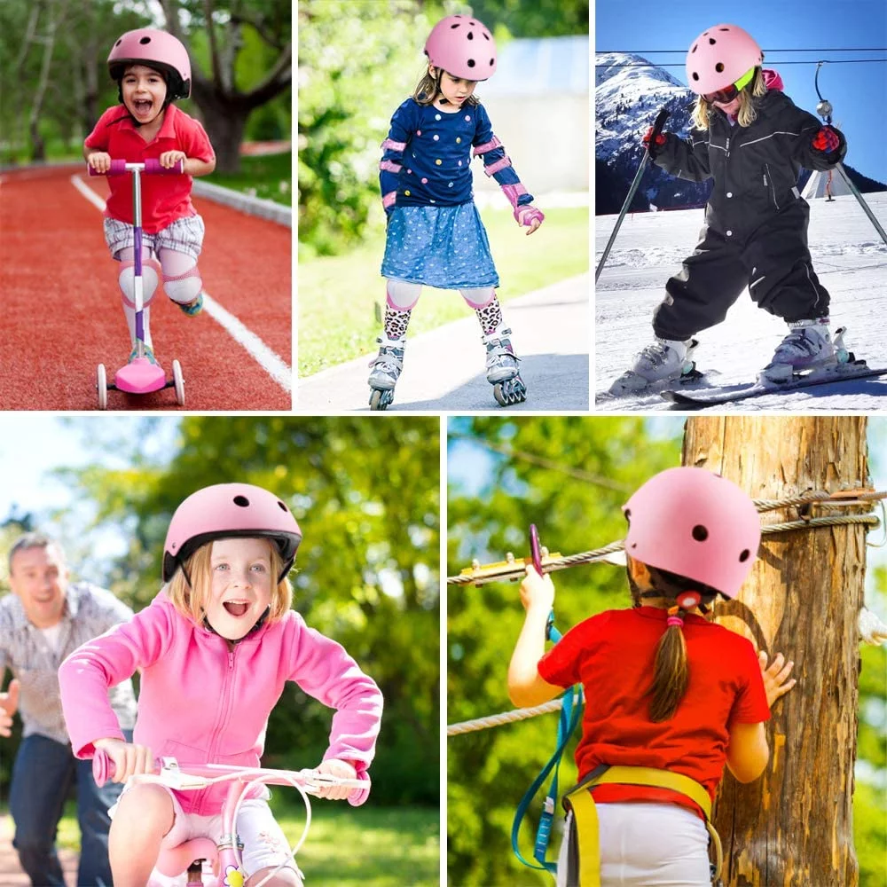 Kids Protective Gear Set, Sport Protective Gear Set Boy Girl Adjustable Child Cycling Helmet with Knee Pads Elbow Pads Wrist Guards Youth Skateboard Helmet for 3~10yrs Boys Girls 3Pack
