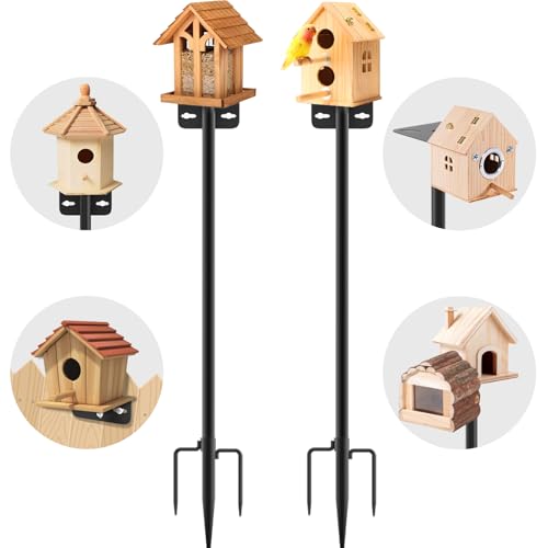 2 Pack 80 Inch Adjustable Bird Feeder Pole,Bird House Pole Suitable for Feeders & Birdhouse,Weather Station,Heavy-Duty Rustproof Design,Enhance Outdoor Decor & Birdwatching Experience