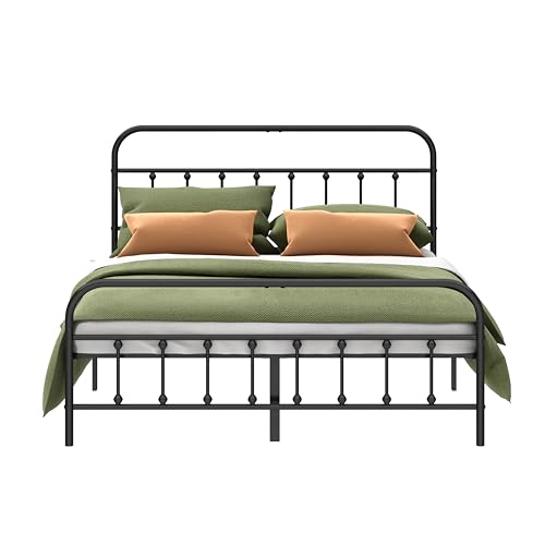 Metal Bed Frame - Structurally Stable Heavy Duty Steel Slat Supported Full Bed Frames,No Box Spring Needed for Easy Removal and Transport.