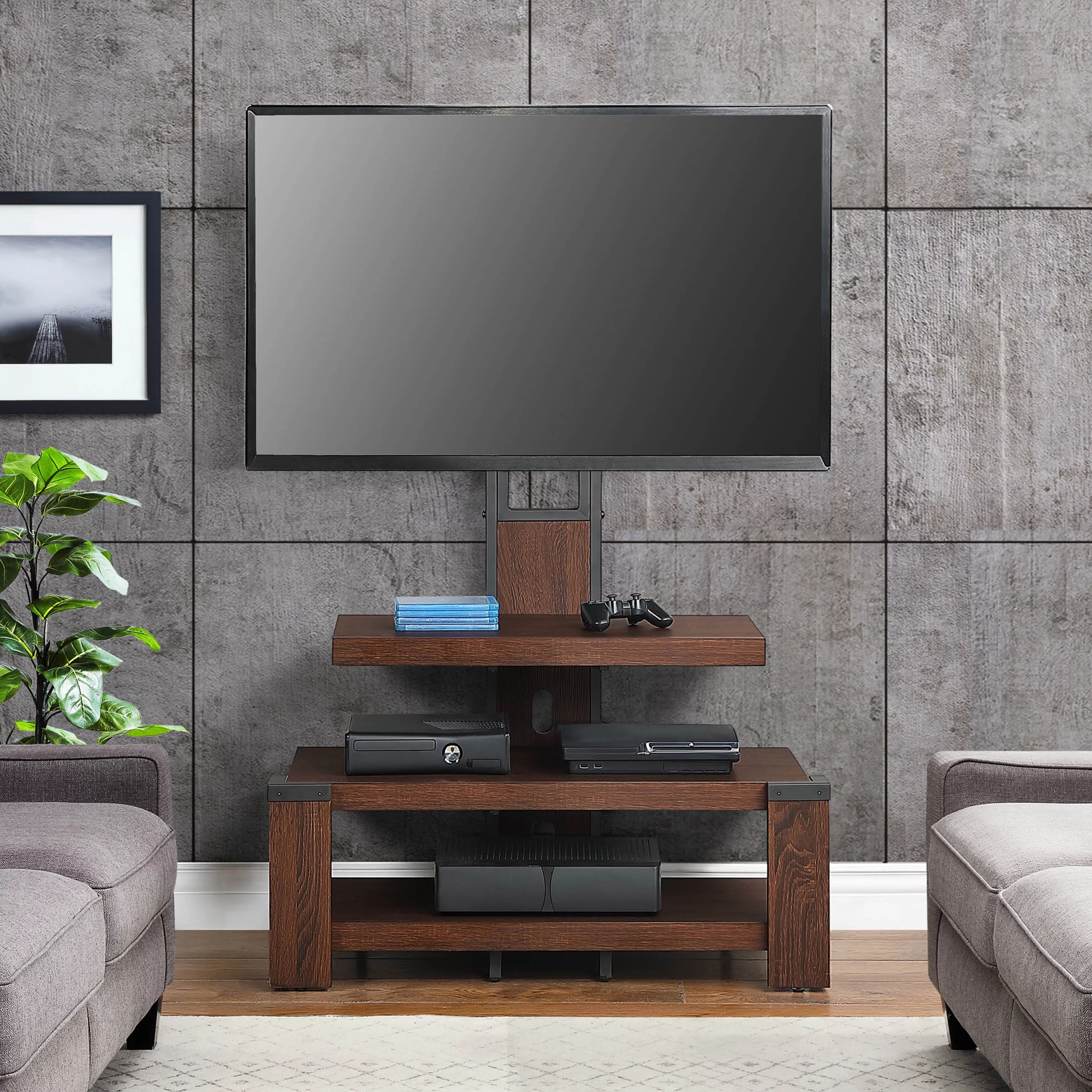 Whalen 3-Shelf Television Stand with Floater Mount for TVs up to 55
