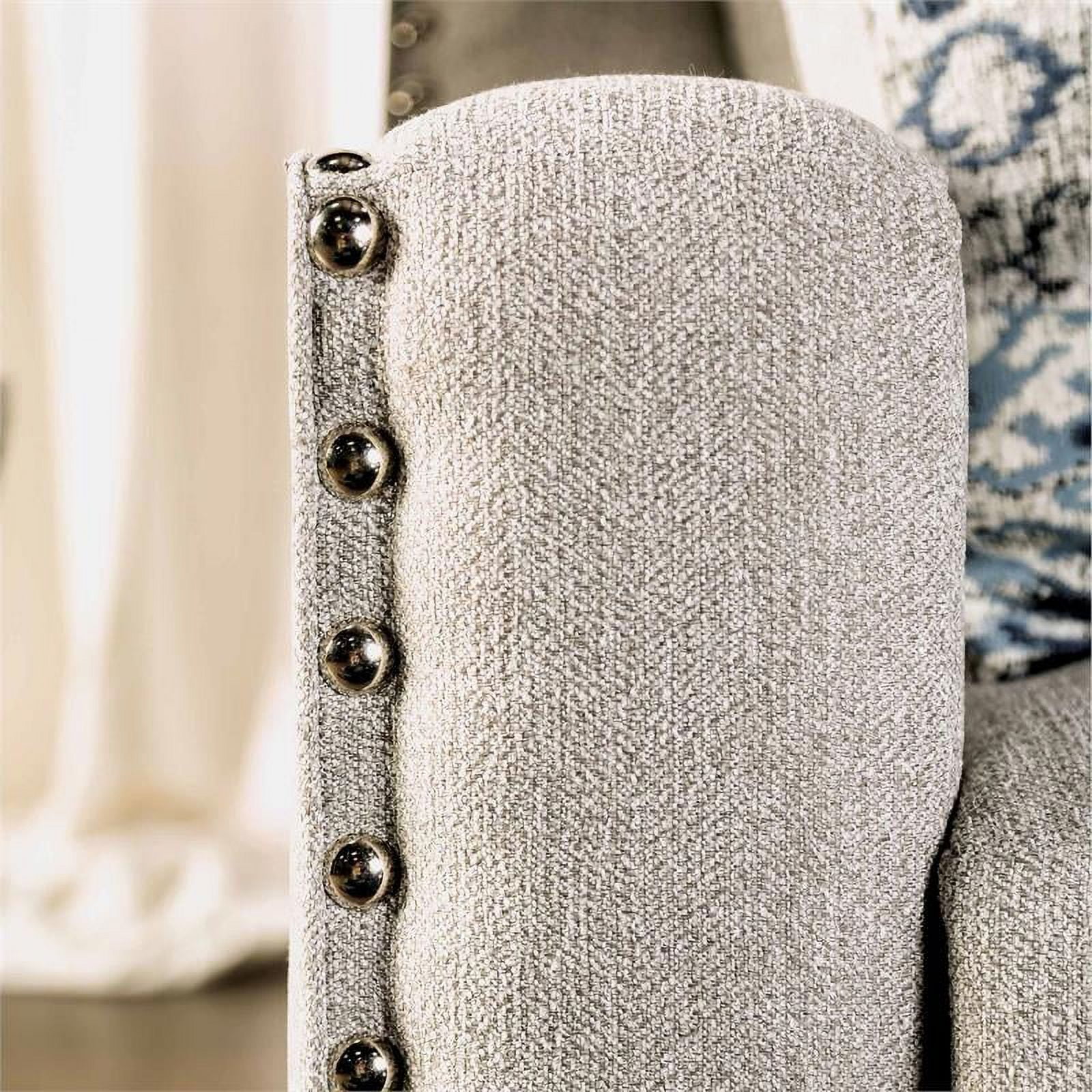 Furniture of America Brill Transitional Fabric Nailhead Sofa in Light Gray