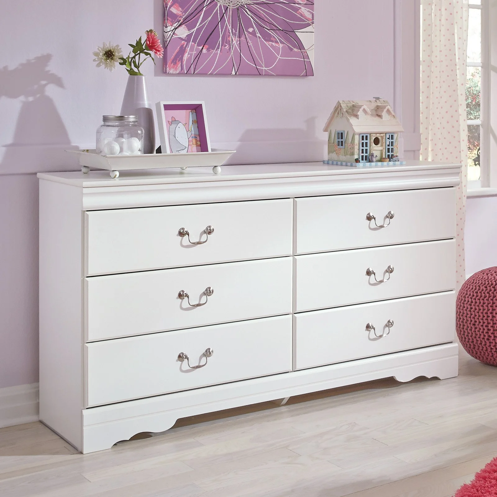 Ashley Furniture Anarasia 6 Drawer Double Dresser in White