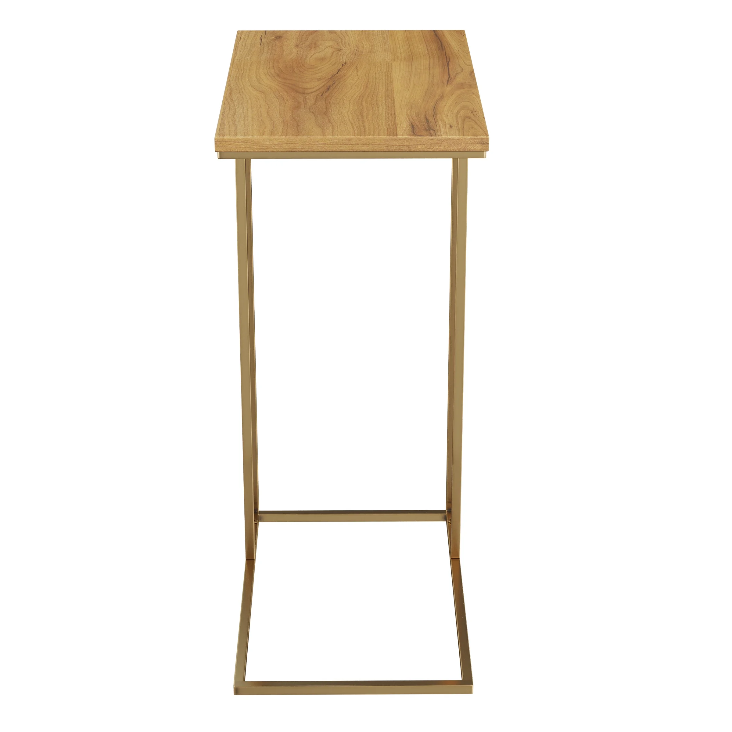Lavish Home - C-Shaped Mango Wood End Table with Gold Iron Frame