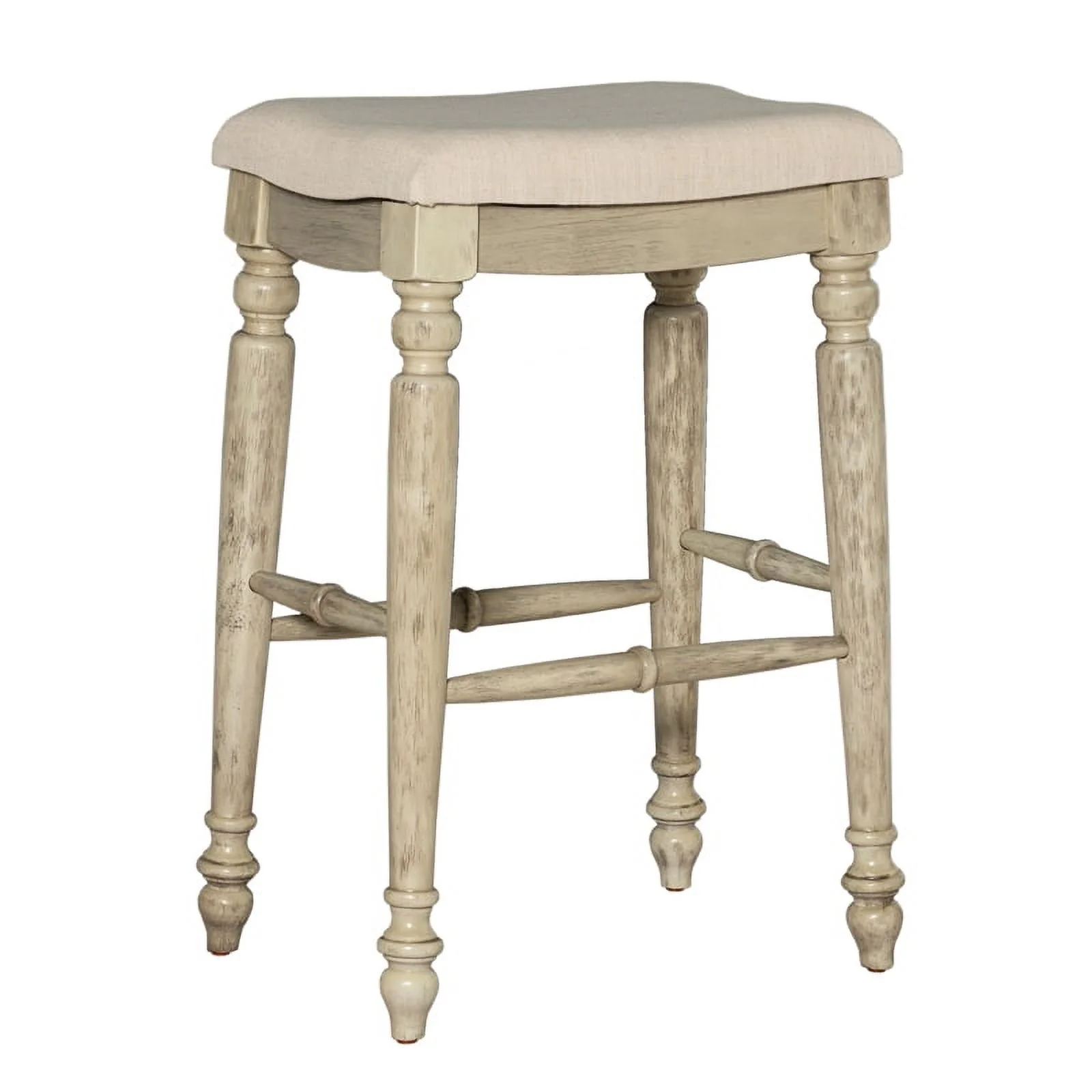 Home Square 2 Piece Backless Wood Bar Stool Set in White Wash