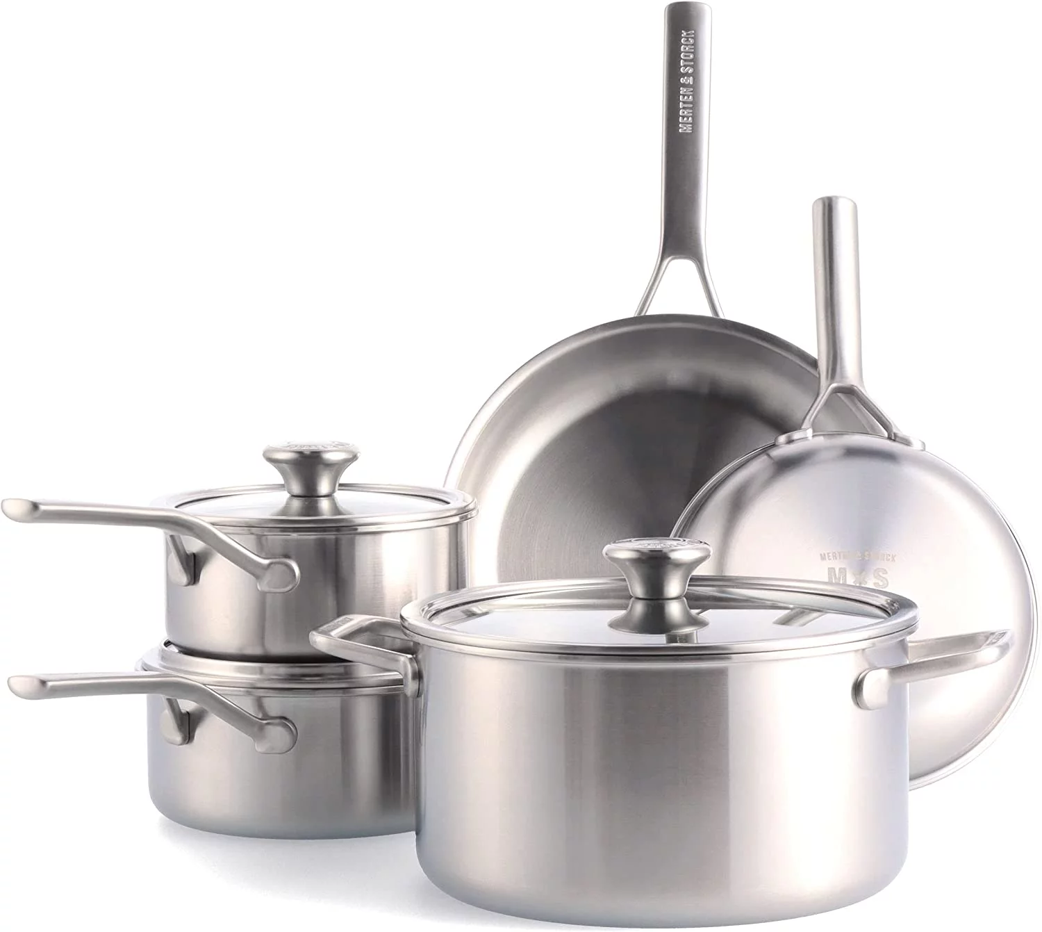 & Storck Tri-Ply Stainless Steel Induction 14 Piece Cookware Pots and Pans Set  Multi Clad  Oven Safe  Silver