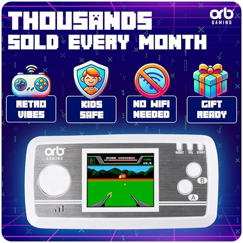 Mini Retro Games Console, 240 in-Built Games, 8-Bit Retro Gaming Handheld Console, 2.5” Full Colour LCD Screen Pocket Console, Immersive Sound Games Console - ThumbsUp!