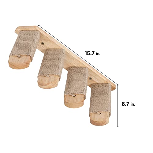FUKUMARU Cat Climbing Shelf Wall Mounted, Four Step Cat Stairway with Jute Scratching for Kitten Perch Platform Walls Furniture - Left to Right