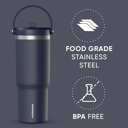Hydrapeak Nomad 24 oz Tumbler with Handle and Straw Lid, Leakproof, Double Insulated, 24oz Cup Stainless Steel (Blush)