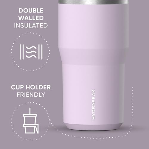 Hydrapeak Nomad 24 oz Tumbler with Handle and Straw Lid, Leakproof, Double Insulated, 24oz Cup Stainless Steel (Blush)