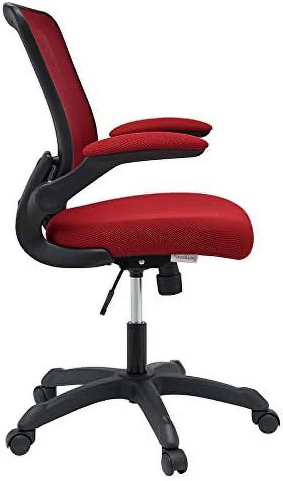 Veer Office Chair with Mesh Back and Vinyl Seat With Flip-Up Arms in Red