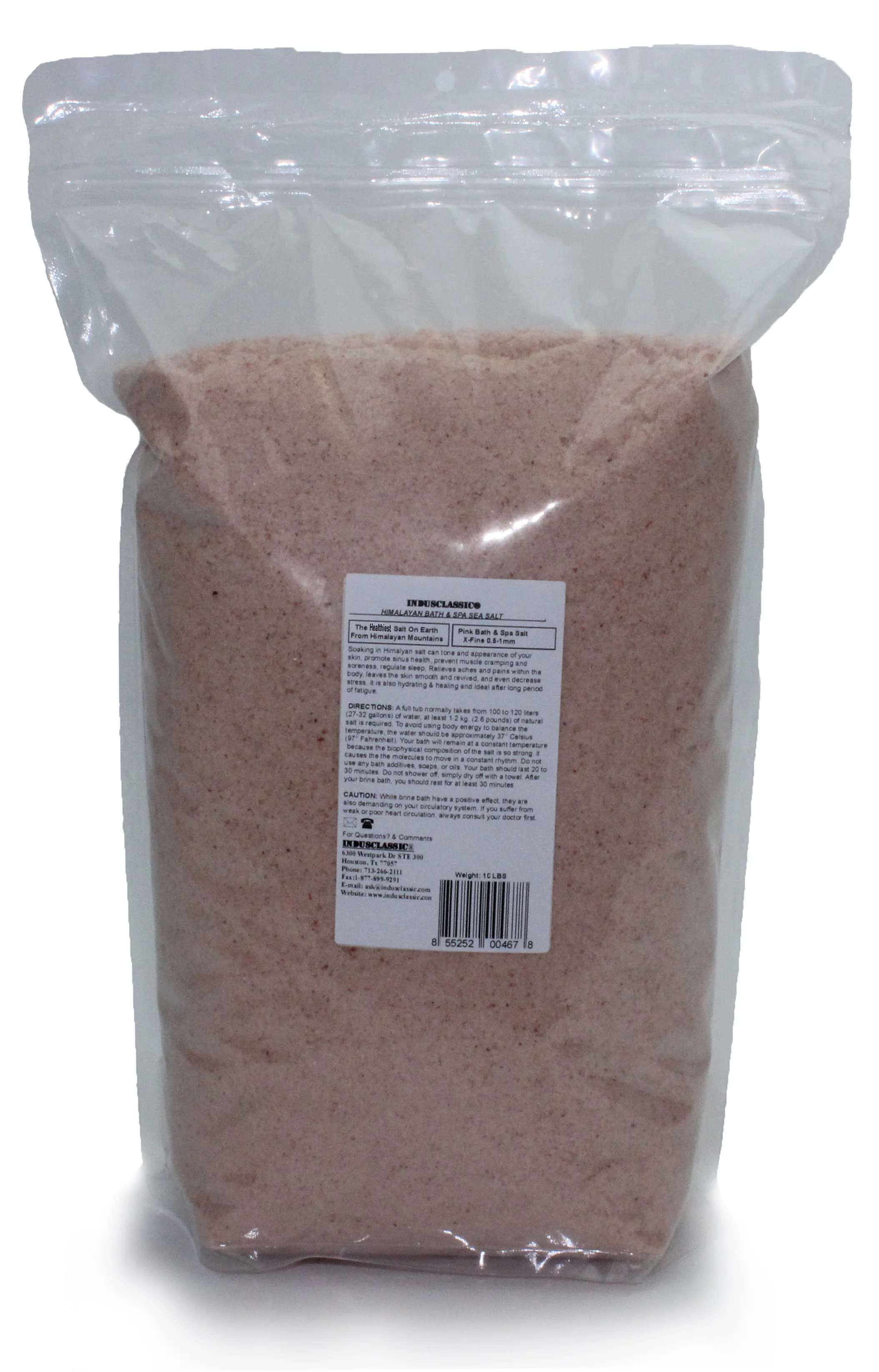 IndusClassic Pure Original Himalayan Pink Crystal Bath and Spa Sea Salt - 10 Pound Fine Grain ( 0.5mm to 1mm )