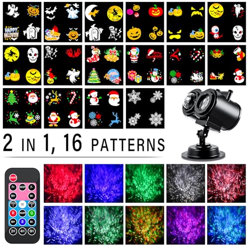 Halloween Projector Lights Outdoor, LED Holiday Projector Night Lights Waterproof with Remote Control & Timer for Christmas, Halloween, Party, Yard Garden Decorations
