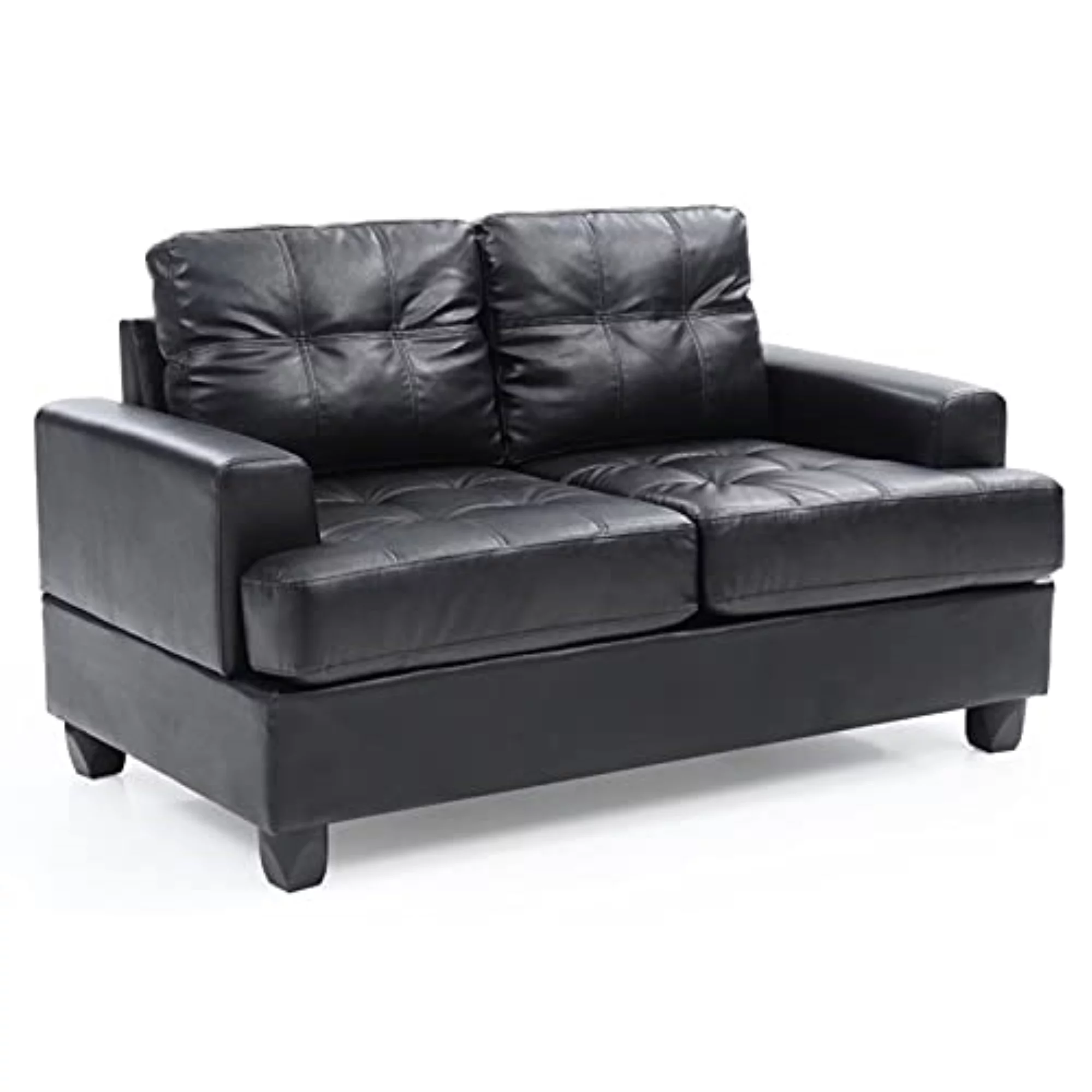 Glory Furniture Sandridge Faux Leather Loveseat in Black